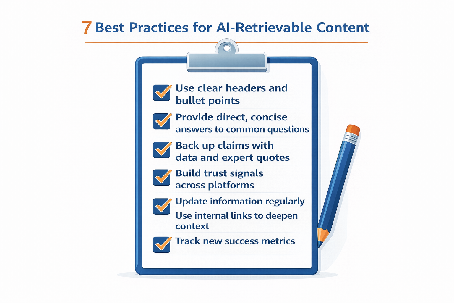 Visual checklist of seven AI-friendly content principles